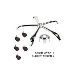 Metal Yıldız Ayak Ofis Koltuğu Ayağı+ 5 Adet Tekerlek- Yönetici Ofis Çalışma Koltuğu Ayağı