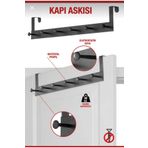 METALAY Kapı Arkası Askılık-Organizer Askılık - Mutfak ve Banyo Kapı Arkası Askılık-siyah