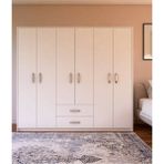 Metalia 6 Kapılı Beyaz Gardırop Suntalam Malzemeden 2 Çekmeceli Modern Tasarım