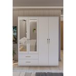 Metalia Gm 076 Diva 4 Kapılı 2 Çekmeceli Beyaz Aynalı Gardırop