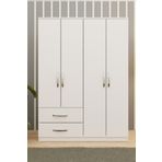 Metalia GM 080 Beyaz Dekor 4 Kapılı 2 Çekmeceli Gardırop