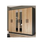 Metalia GM 088 Favorite 6 Kapılı Aynalı Sonomo Antrasit Gri Siyah Kulplu Gardırop