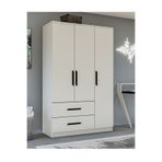 Metalia GM 176 Modena 3 Kapı 2 Çekmeceli Siyah Kulplu Beyaz Gardrop