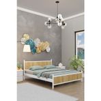 Metalia Gm 305 Modern Çift Kişilik Ahşap Metal Beyaz Atlantik Çam Karyola 140X190