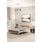 Metalia Gm 305 Modern Çift Kişilik Ahşap Metal Beyaz Ceviz Karyola 140X190