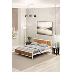 Metalia Gm 305 Modern Çift Kişilik Ahşap Metal Beyaz Ceviz Karyola 150X200