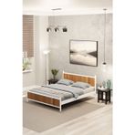 Metalia Gm 305 Modern Çift Kişilik Ahşap Metal Beyaz Ceviz Karyola 160X200