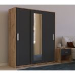 Metalia Gm 644 Sline 3 Kapılı Sürgülü Gardırop Modern Tasarım Ayna ve Atlantik Çam Renk