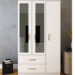 Metalia GM 851 Beyaz Aynalı 3 Kapı 2 Çekmeceli Gardırop