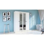 Metalia GM053 4 Kapili Aynali Beyaz Gardirop