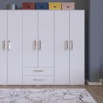 Metalia Gm319 Delüx 6 Kapılı 2 Çekmeceli Gardolap Beyaz