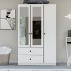 Metalia Home Aynalı Düğme Gardırop, 3 Kapaklı 2 Çekmeceli