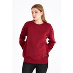 Metalic Kadın Bordo Renk Basic Bisiklet Yaka Sweatshirt