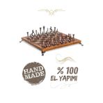 Metalicraft MC34 Metal Satranç Takımı | Gerçek Kayın Ağacı Satranç Tahtası - 25x25cm | Antik Metal Taşlar