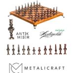 Metalicraft MC40 Antik Mısır Figürlü Metal Satranç Takımı - Lüks Hediyelik Satranç Takımı - 25x25cm