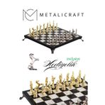 Metalicraft MC58 Uzak Doğu Figürlü Metal Satranç Takımı - Mermer Desenli 25x25 Ahşap Tahtasıyla - Lüks Hediyelik