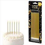 Metalik Altın İnce Uzun Pasta Mumu 19 cm - 6 Adet