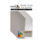 Metalik Aynalı Fon Kartonu 10 Lu A3 30X42 cm 1 Paket Okul Sınıf Dekoratif Pırıltılı Folyo Kağıt Dekoratif Anasınıfı Kreş - Gümüş