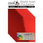 Metalik Aynalı Fon Kartonu 10 Lu A3 30X42 cm 1 Paket Okul Sınıf Dekoratif Pırıltılı Folyo Kağıt Dekoratif Anasınıfı Kreş - Kırmızı