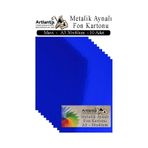 Metalik Aynalı Fon Kartonu 10 Lu A3 30X42 cm 1 Paket Okul Sınıf Dekoratif Pırıltılı Folyo Kağıt Dekoratif Anasınıfı Kreş - Mavi