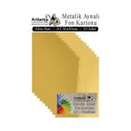 Metalik Aynalı Fon Kartonu 10 Lu A3 30x42 Cm 1 Paket Okul Sınıf Dekoratif Pırıltılı Folyo Kağıt Dekoratif Anasınıfı Kreş Sarı