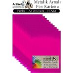 Metalik Aynalı Fon Kartonu 10 Lu A4 20X30 cm 1 Paket Okul Sınıf Dekoratif Pırıltılı Folyo Kağıt Dekoratif Anasınıfı Kreş - Pembe