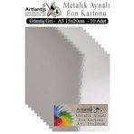 Metalik Aynalı Fon Kartonu 10 lu A5 15x20 cm 1 Paket Okul Sınıf Dekoratif Pırıltılı Folyo Kağıt Dekoratif Anasınıfı Kreş Gümüş Gri