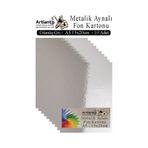 Metalik Aynalı Fon Kartonu 10 Lu A5 15X20 cm 1 Paket Okul Sınıf Dekoratif Pırıltılı Folyo Kağıt Dekoratif Anasınıfı Kreş - Gümüş