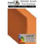 Metalik Aynalı Fon Kartonu 10 Lu A5 15X20 cm 1 Paket Okul Sınıf Dekoratif Pırıltılı Folyo Kağıt Dekoratif Anasınıfı Kreş - Turuncu