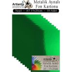 Metalik Aynalı Fon Kartonu 10 Lu A5 15X20 cm 1 Paket Okul Sınıf Dekoratif Pırıltılı Folyo Kağıt Dekoratif Anasınıfı Kreş - Yeşil