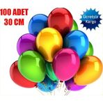 Metalik Balon Helyum Balonu Uçan Balon 100 Adet Renkli Balon Part