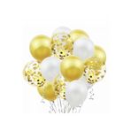 Metalik Gold Pastel Beyaz Gold Konfetili Şeffaf Balon Seti 15 Adet