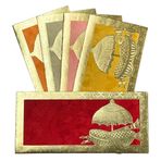 Metalik Kağıt Shagun Zarflar Hediye Nakit Sagan Lifafa Düğün, 19 X 9 cm, Çok Renkli 5 (5'li paket) - Şemsiye Dhol Tasarımı