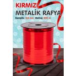 Metalik Kırmızı Renk Rafya - Janjanlı Rafya - Balon ipi -200 mt-T1094