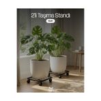 METALİZ YENİLİKÇİ TASARIMLAR Siyah İkili Metal Tekerlekli Çok Amaçlı Taşıma Standı Çiçek, Damacana, Tüp Altlığı, Ağır Yük Standı