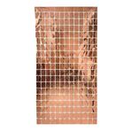 Metalize Arka Fon Rose Gold Pötikare Kapı Perdesi 100x200 cm