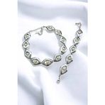 METALİZE İNCİ BAKLAVA CHOKER TASMA KOLYE BİLEKLİK SET