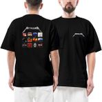 Metallica Album Covers Ön Arka Baskılı Siyah Oversize Tişört - XL