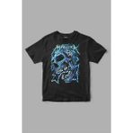 Metallica Blue Skull Baskılı Tişört - Siyah