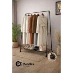 Metallica Concept Tekerlekli Oval Askılık Ayaklı Askılık Konfeksiyon Butik Askılık Siyah