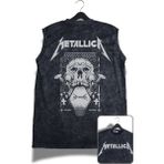 Metallica Death Magnetic Sırt Baskı Yıkamalı Kolsuz Tişört, Unisex Rock Band Temalı Sıfır Kol Atlet - Siyah - 3XL