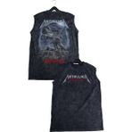 Metallica Kill'em All Sırt Baskılı Yıkamalı Kolsuz Tişört, Unisex Rock Band Temalı Sıfır Kol Atlet - Siyah - XS
