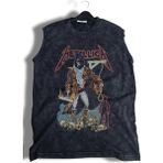 Metallica Vintage Baskılı Yıkamalı Kolsuz Tişört, Unisex Rock Band Temalı Sıfır Kollu Atlet - Siyah - 4XL