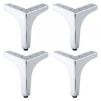 Metalon 10 Cm Krom 4 Adet Gümüş Metal Mobilya Ayağı Dayanıklı Modern Üçgen Koltuk Sehpa Masa Ünite