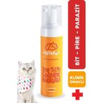 Metapet Kedi için Doğal Kuru Şampuan, Bit, Pire, Dış Parazit ve Kene Önleyici Damla Tasması ve Tarağı Ile de