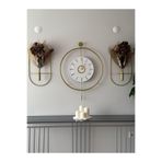MetaQuartz Aksesuar 12-24h(Gold 5'li Elegante Set) XXL Timelles(60X80CM)-(QUARTZ MEKANİZMA)-Metal (Mobilya) Duvar Saati Gold 60 x 80