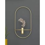 MetaQuartz Aksesuar 2 Li Gold Oval Çiçeklik , Modern Dekoratif Metal Duvar Çiçeklik