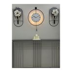 MetaQuartz Aksesuar 3lü Black Fred Ledli Elegante Set-büyük Boy (50X75CM)- Modern Dekoratif Metal Duvar Saati siyah 50 x 75