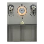 MetaQuartz Aksesuar 3lü Black Fred Ledli Elegante Set-büyük Boy (50X75CM)- Modern Dekoratif Metal Duvar Saati