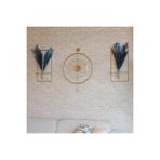 MetaQuartz Aksesuar 3'lü Luxry Gold Şefaf (YENİ TAMPERLİ KIRILMAZ CAM) - (50X75CM) Metal (MOBİLYA) Duvar Saat Gold40 50 x 75